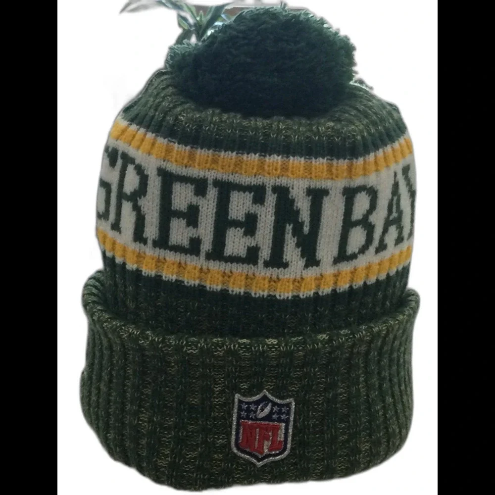 NFL Hat Skull Cap Unisex One Size Fits Most Green Bay Packers Pom Pom Logo - Picture 1 of 8